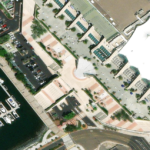 The San Diego Convention Center is shown in the above Maxar Vivid image. Satellite image © 2022 Maxar Technologies